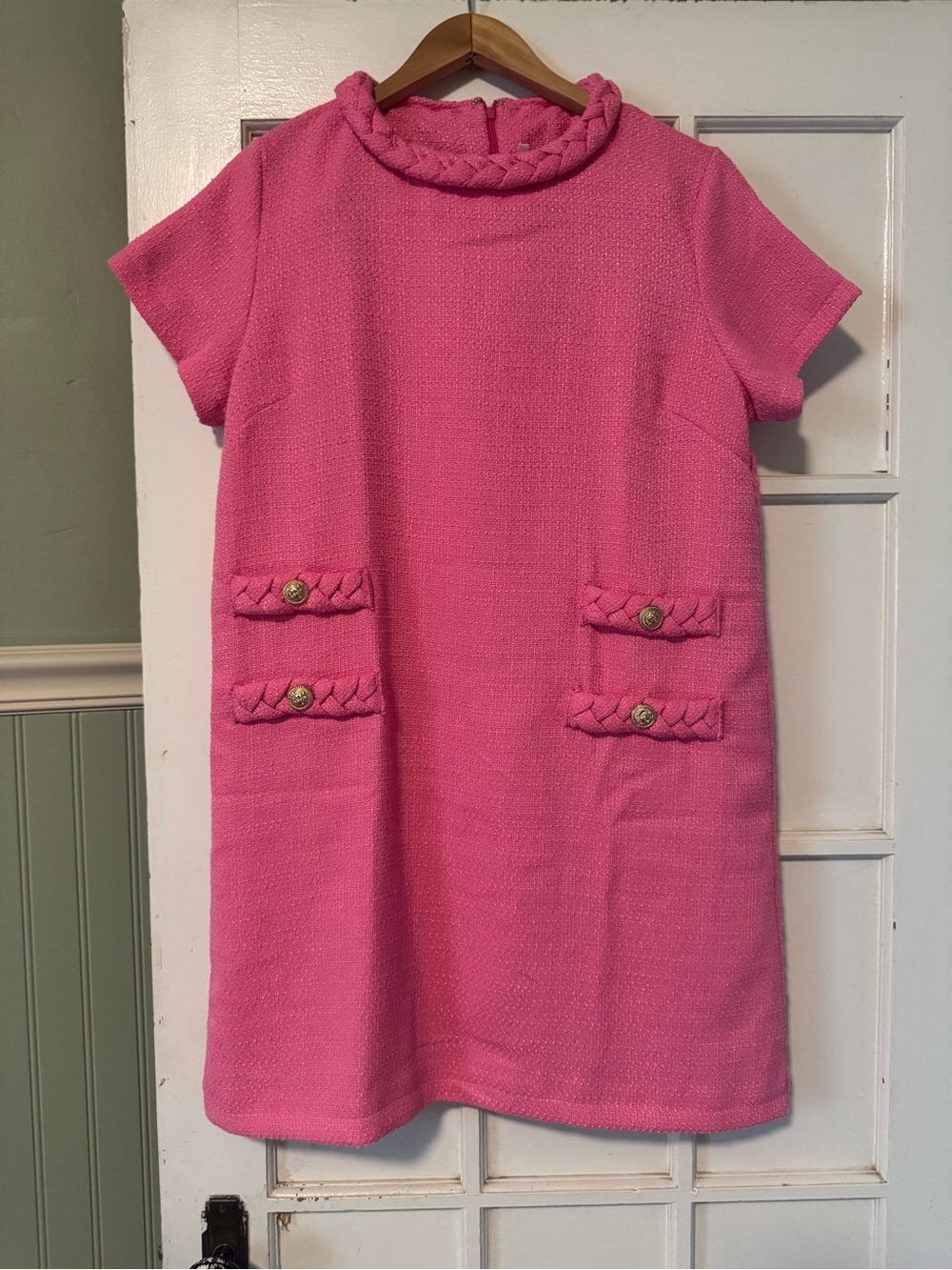 Amazon Women’s Bright Pink Braided Trim  Dress